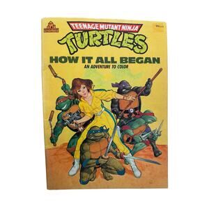 Vintage 1988 Teenage Mutant Ninja Turtles How It All Began Coloring Book USA